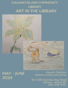 Picture of art poster. Soft teal and examples of art. Repeat information in the event info, plus has the library address